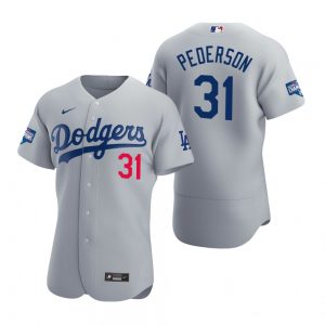 Los Angeles Dodgers 31 Joc Pederson Gray 2020 World Series Champions Jersey