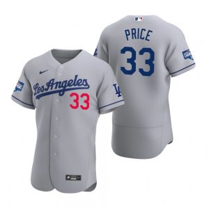 Los Angeles Dodgers 33 David Price Gray 2020 World Series Champions Road Jersey