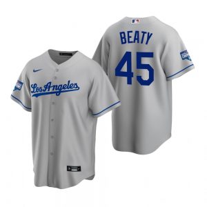 Los Angeles Dodgers 45 Matt Beaty Gray 2020 World Series Champions Replica Jersey