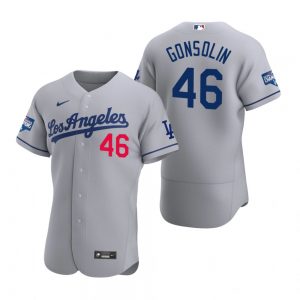 Los Angeles Dodgers 46 Tony Gonsolin Gray 2020 World Series Champions Road Jersey