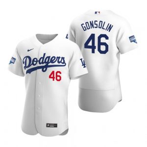 Los Angeles Dodgers 46 Tony Gonsolin White 2020 World Series Champions Jersey