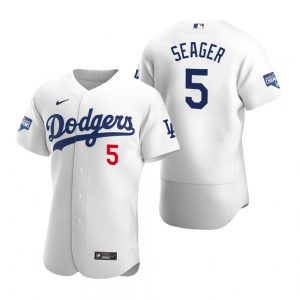 Los Angeles Dodgers 5 Corey Seager White 2020 World Series Champions Jersey