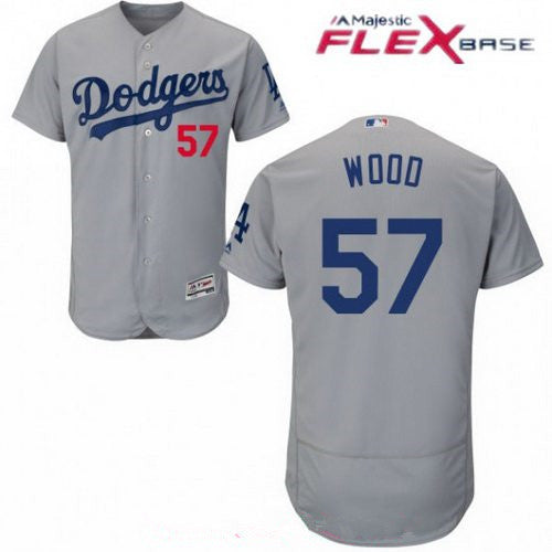 Los Angeles Dodgers 57 Alex Wood Gray Alternate Stitched Mlb Majestic Flex Base Jersey