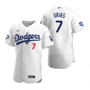 Los Angeles Dodgers 7 Julio Urias White 2020 World Series Champions Jersey