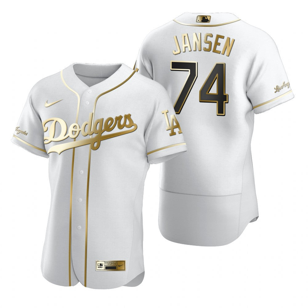 Los Angeles Dodgers 74 Kenley Jansen Mlb Golden Brandedition White Jersey Gift For Dodgers Fans