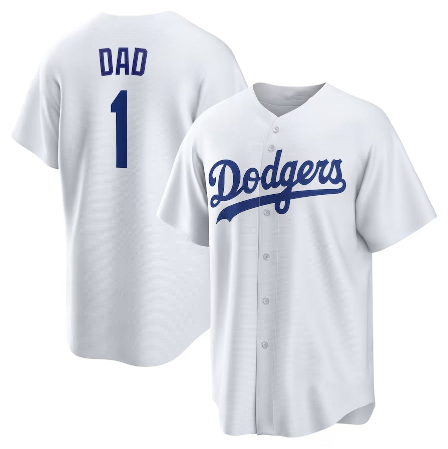 Los Angeles Dodgers #1 Dad Home Replica Jersey White Stitched Baseball Jersey