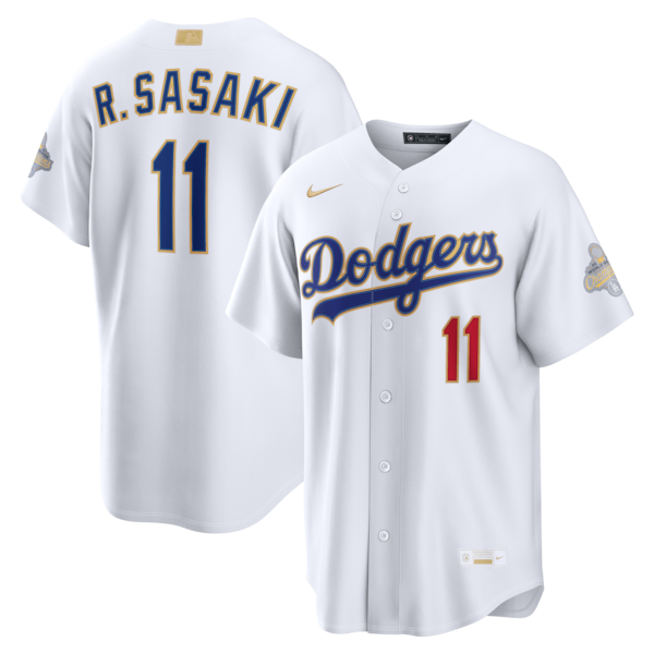 Los Angeles Dodgers #11 Roki Sasaki White 2026 Gold Collection Stadium Jersey