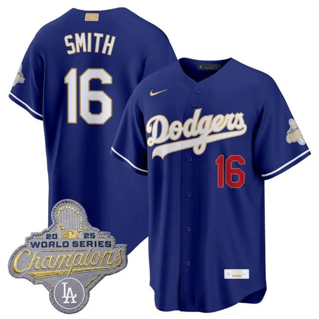 Los Angeles Dodgers #16 Will Smith Royal 2026 Gold Stadium Stitched Jersey
