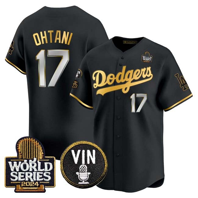 Los Angeles Dodgers #17 Shohei Ohtani Black Gold 2024 World Series Vin & Kobe Pa