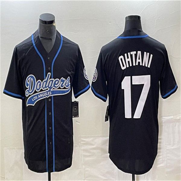 Los Angeles Dodgers #17 Shohei Ohtani Black Home Authentic Patch Jersey Baseball