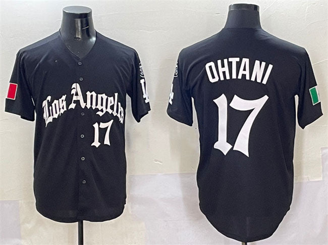 Los Angeles Dodgers #17 Shohei Ohtani Black Mexico 2025 LA Gothic Style With Fer