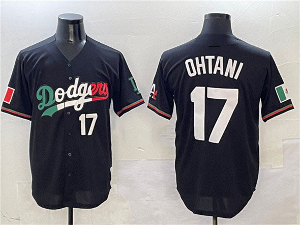 Los Angeles Dodgers #17 Shohei Ohtani Black Mexico Flag Limited Stitched Basebal