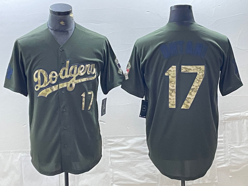 Los Angeles Dodgers #17 Shohei Ohtani Number Green Salute To Service Stitched Co