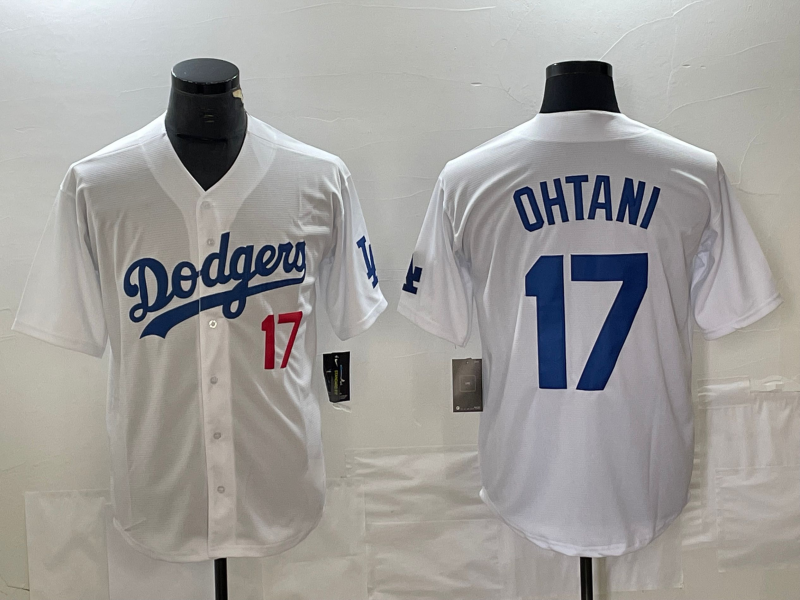 Los Angeles Dodgers #17 Shohei Ohtani Number White Stitched Cool Base Baseball J