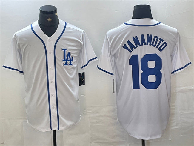 Los Angeles Dodgers #18 Yoshinobu Yamamoto White Cool Base Stitched Baseball Jer