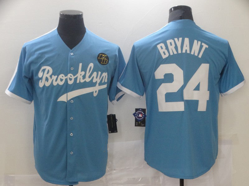 Los Angeles Dodgers #24 Kobe Bryant Light Blue Throwback With KB Patch Cool Base