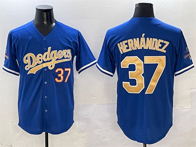 Los Angeles Dodgers #37 Teoscar Hernndez Royal 2025 Gold Collection Limited Stit