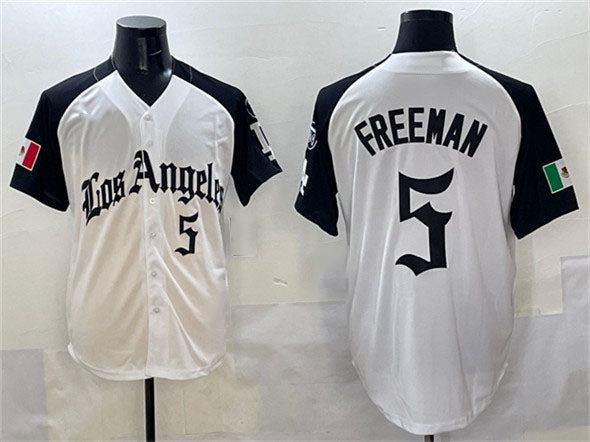Los Angeles Dodgers #5 Freddie Freeman White Black Mexico 2025 LA Gothic Style W