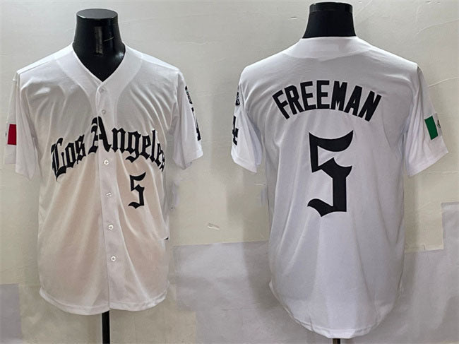 Los Angeles Dodgers #5 Freddie Freeman White Mexico 2025 LA Gothic Style With Fe