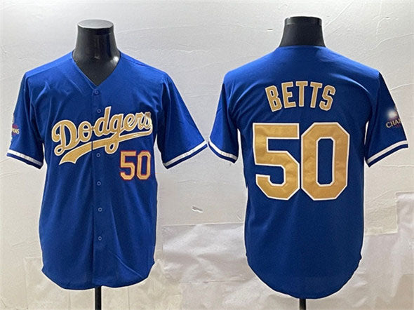 Los Angeles Dodgers #50 Mookie Betts Royal 2025 Gold Collection Limited Stitched