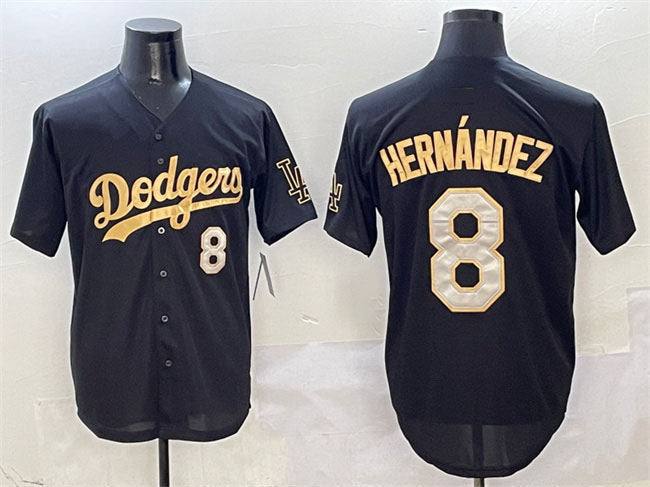 Los Angeles Dodgers #8 Enrique Hernandez Black Gold Limited Stitched Baseball Je