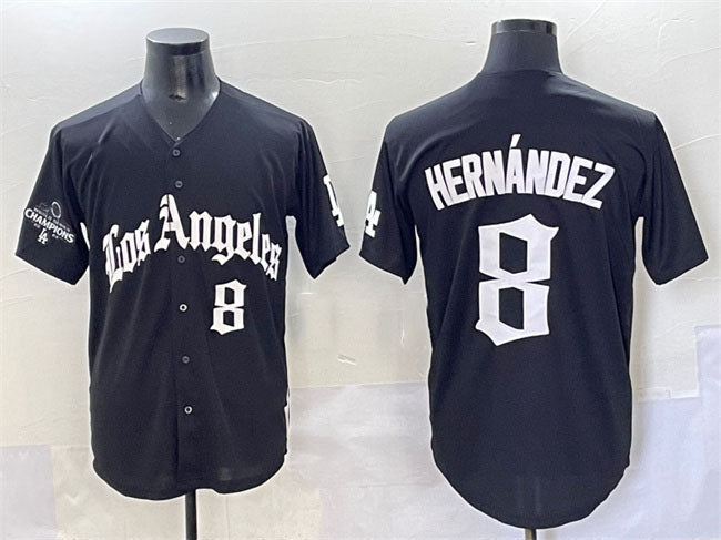 Los Angeles Dodgers #8 Enrique Hernndez Black Mexico 2025 LA Gothic Style With 2