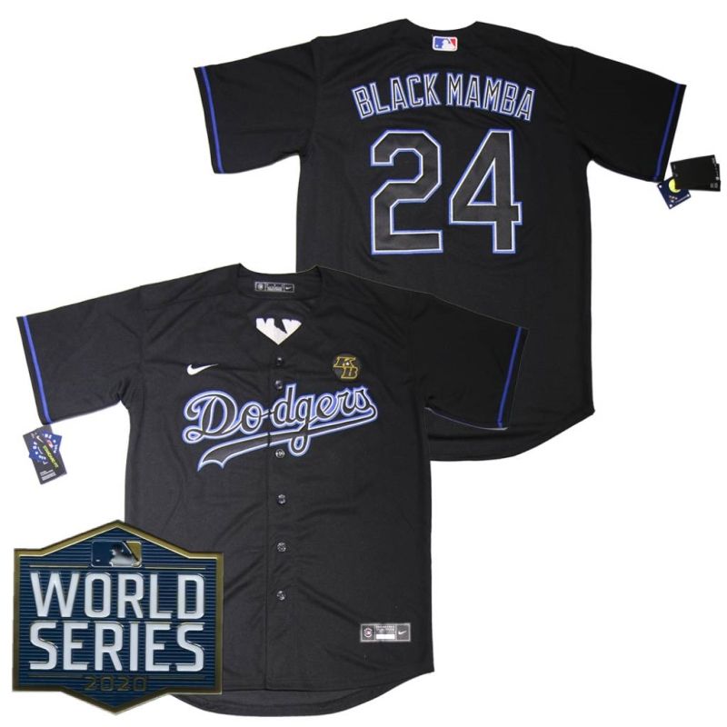 Los Angeles Dodgers Black Mamba Kobe Bryant 24 2020 Mlb New Arrival Dark Blue Jersey