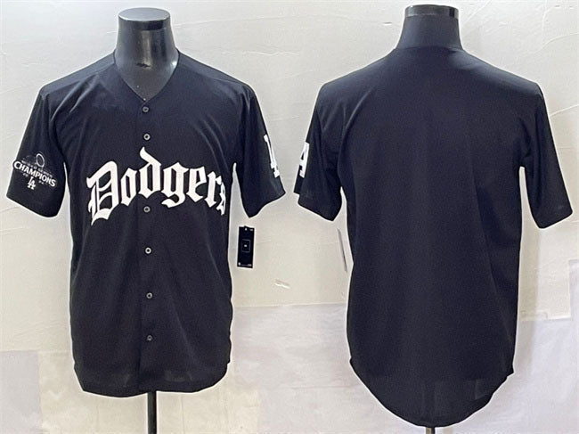 Los Angeles Dodgers Blank Black 2025 LA Gothic Style With 2024 World Series Cham