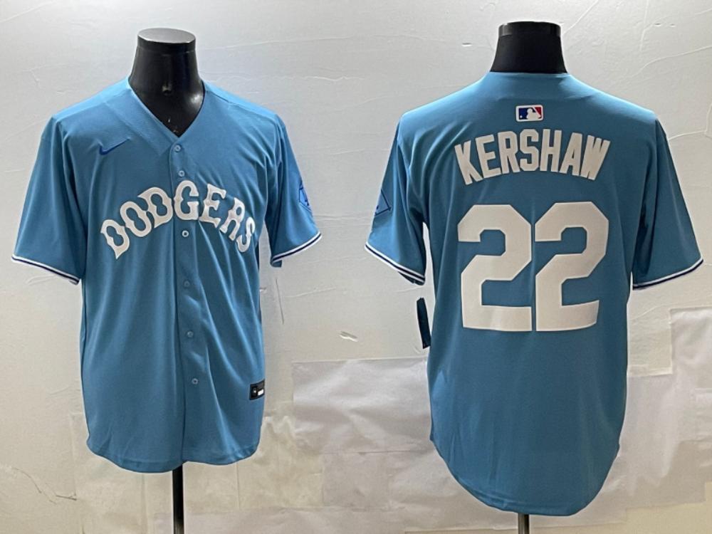 Los Angeles Dodgers Clayton Kershaw Light Blue Throwback Jersey