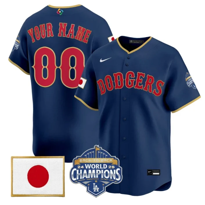 Los Angeles Dodgers Custom Jersey All Stitched Navy