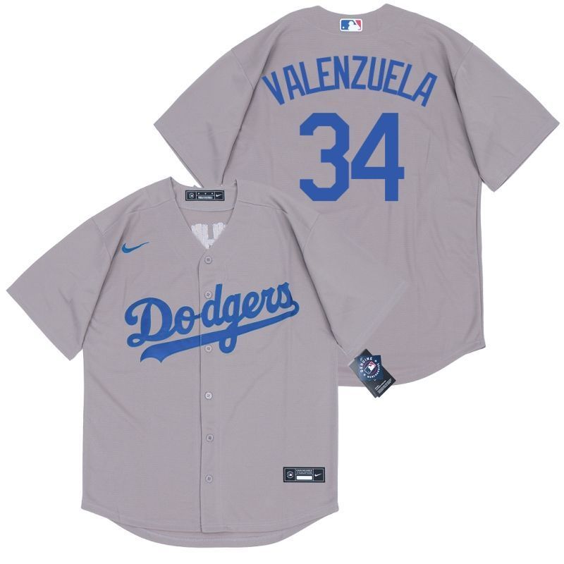 Los Angeles Dodgers Fernando Valenzuela 34 2020 Mlb Grey Jersey