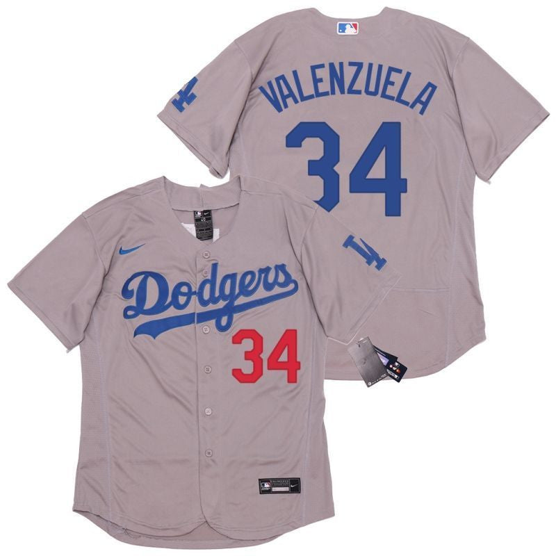 Los Angeles Dodgers Fernando Valenzuela 34 2020 Mlb Light Grey Jersey