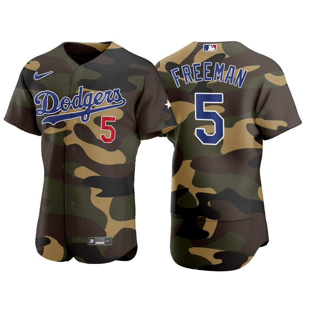 Los Angeles Dodgers Freddie Freeman 5 Mlb Camo 2021 Armed Forces Day Jersey Jersey Gift For Dodgers Fans