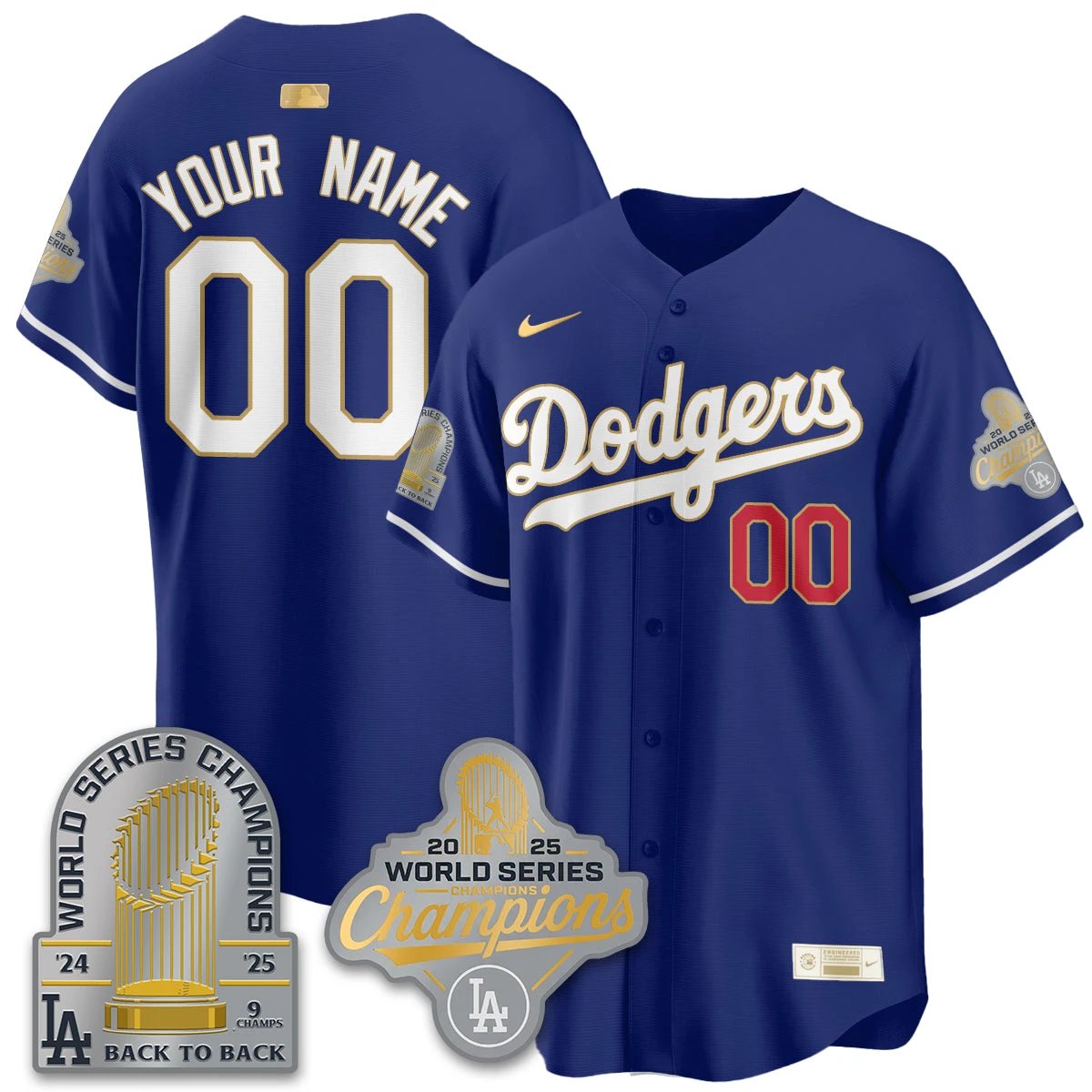 Los Angeles Dodgers Gold Collection Stadium Vapor Limited Custom Jersey 9x Cha