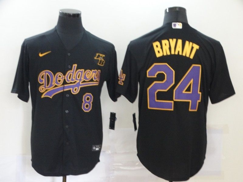 Los Angeles Dodgers Kobe Bryant 24 Mlb Throwback Black Jersey