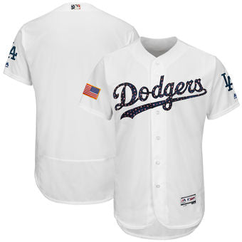 Los Angeles Dodgers Majestic Blank White 2018 Stars Stripes Flex Base Team Jersey