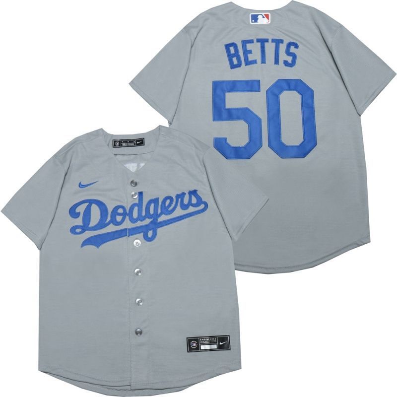 Los Angeles Dodgers Mookie Betts 50 2020 Mlb Light Grey Jersey