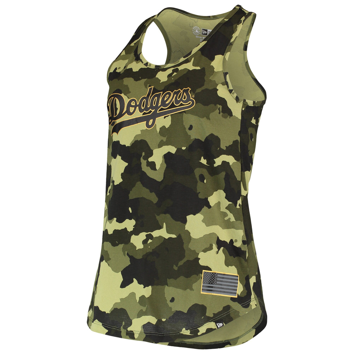 Los Angeles Dodgers New Era Womens 2022 Mlb Armed Forces Day Camo Racerback Tank Top Green