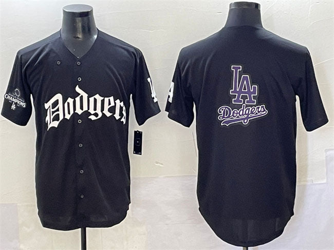 Los Angeles Dodgers Team Big Logo Black 2025 LA Gothic Style With 2024 World Ser