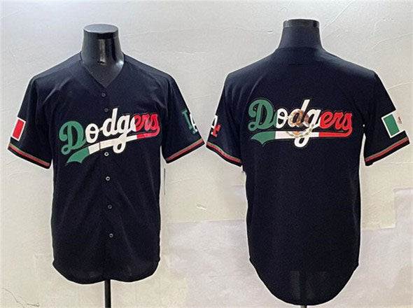 Los Angeles Dodgers Team Big Logo Black Mexico Flag Limited Stitched Baseball Je