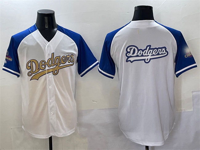 Los Angeles Dodgers Team Big Logo White Royal Gold 2024 World Series Champions V