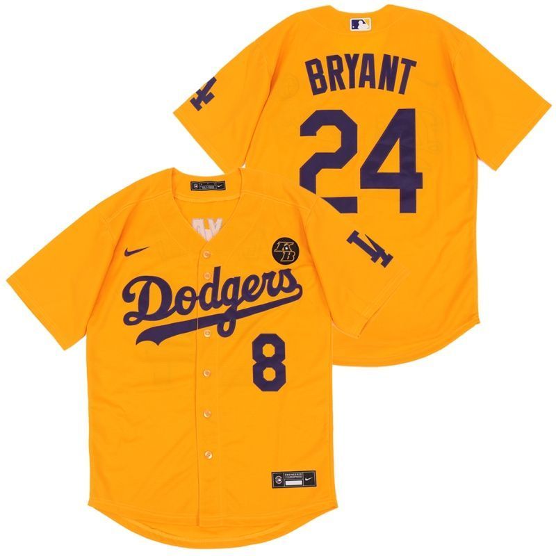 Los Angeles Dodgers Tribute Kobe Bryant 24 2020 Mlb Yellow Jersey