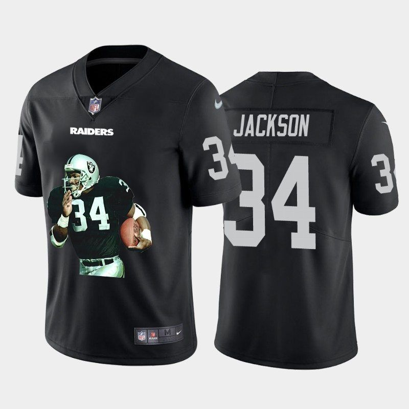 Los Angeles Raiders Bo Jackson 34 Nfl Portrait Brandedition Black Jersey