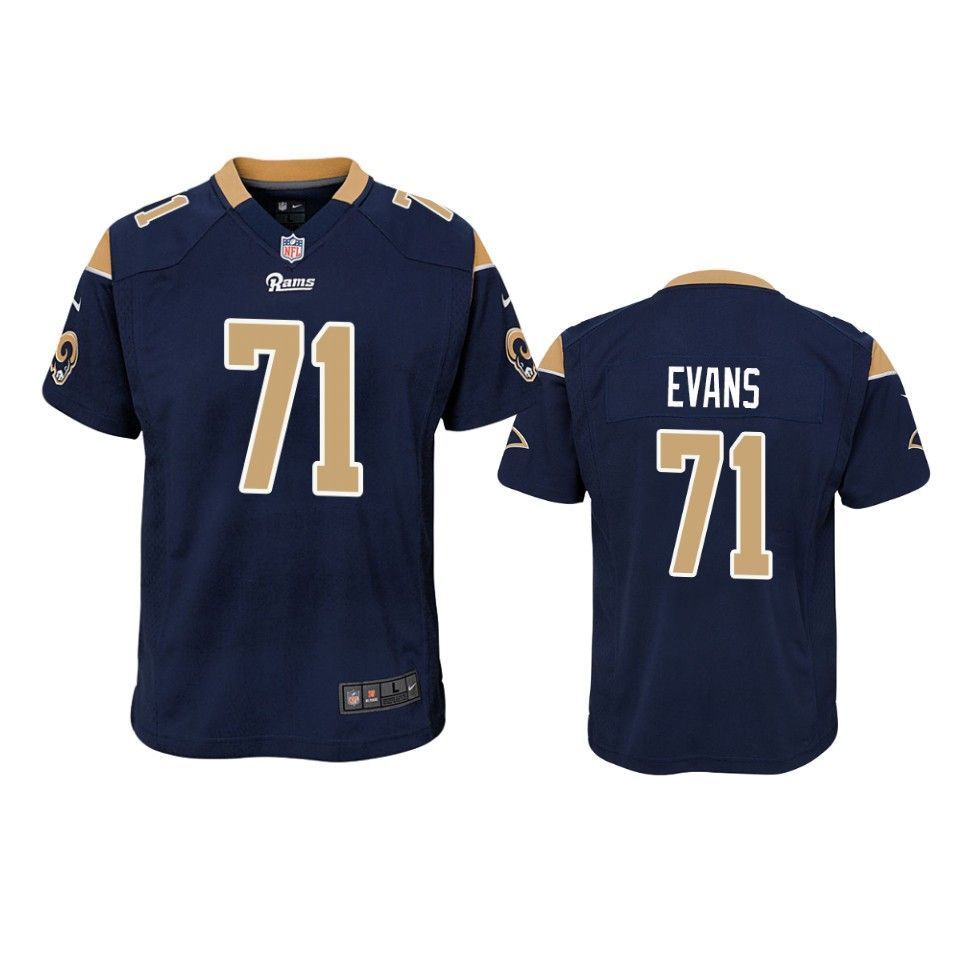 Los Angeles Rams Bobby Evans 2019 Nfl Draft Navy Game Youth Jersey