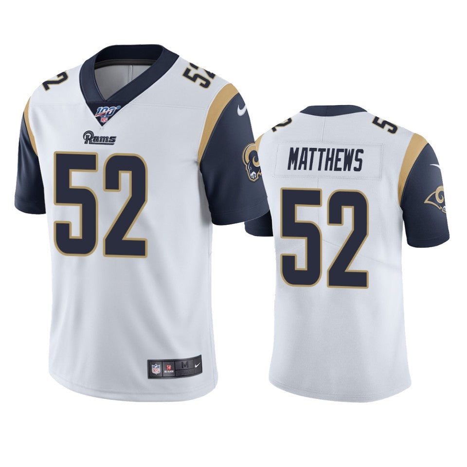 Los Angeles Rams Clay Matthews White 100th Season Vapor Limited Jersey