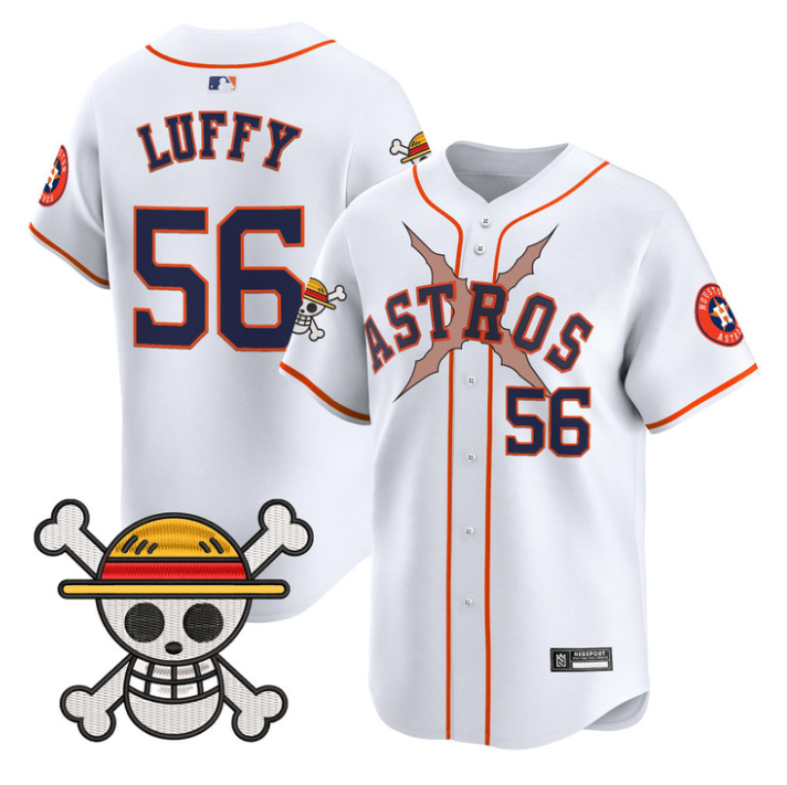 Luffy Jersey #56 Houston Astros One Piece 2025 Vapor Premier Limited White