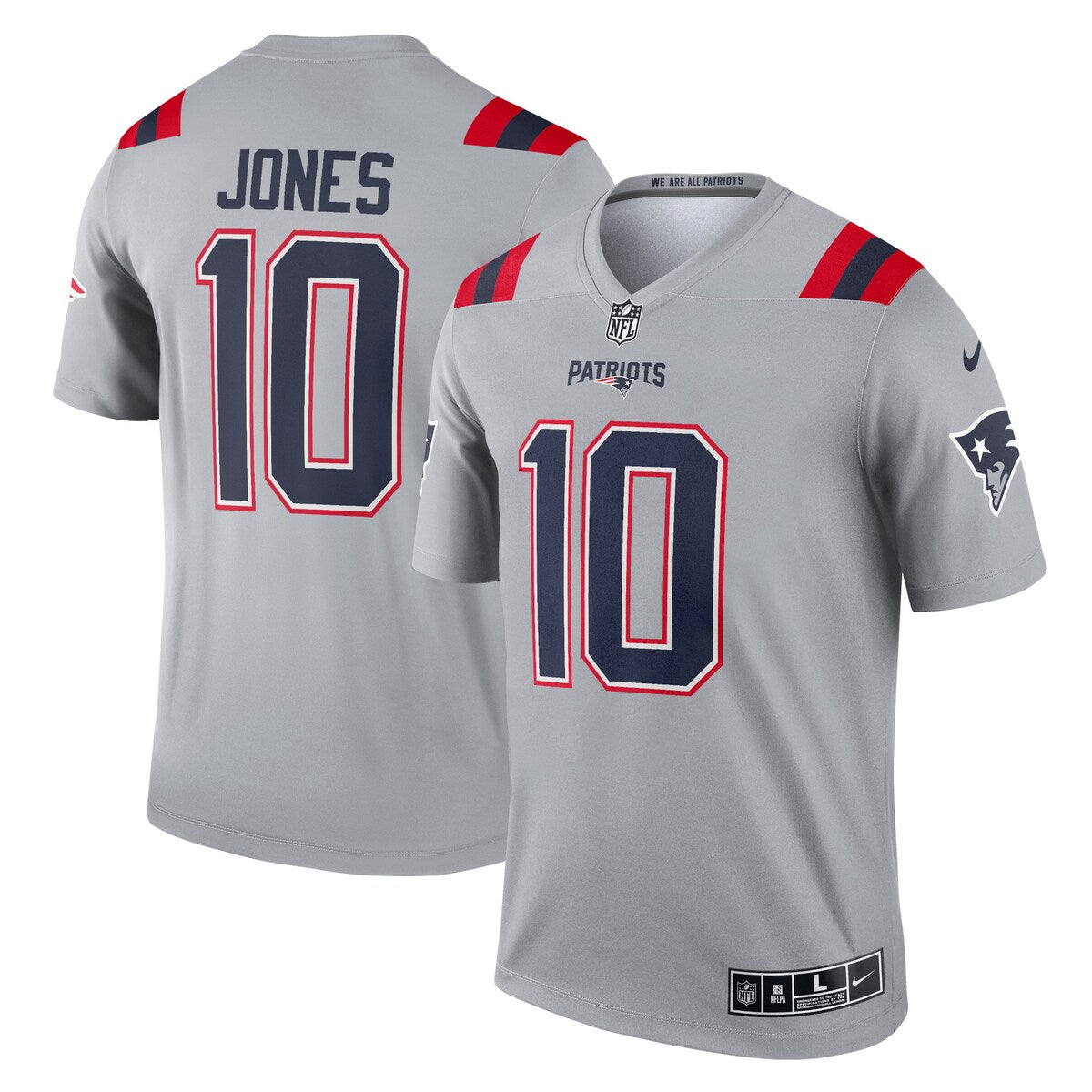 Mac Jones New England Patriots Nike Inverted Legend Jersey Gray