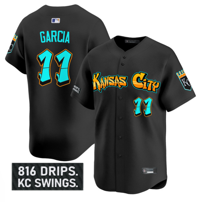 Maikel Garcia Jersey #11 Kansas City Royals Graffiti Crown Drop Stitched