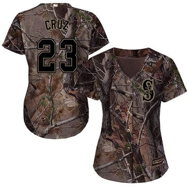Mariners 23 Nelson Cruz Camo Realtree Collection Cool Base Womens Stitched Baseball Jersey
