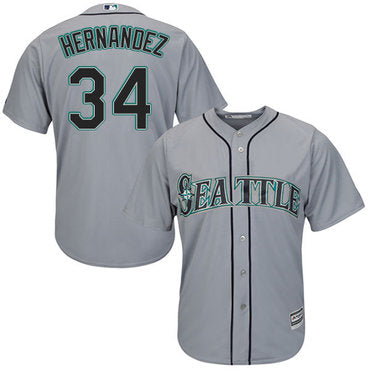 Mariners 34 Felix Hernandez Grey Road Womens Stitched Baseball Jersey